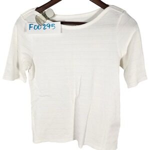 Charter Club White 100% PIMA Cotton Textured Boat Neck Shirt Size Small